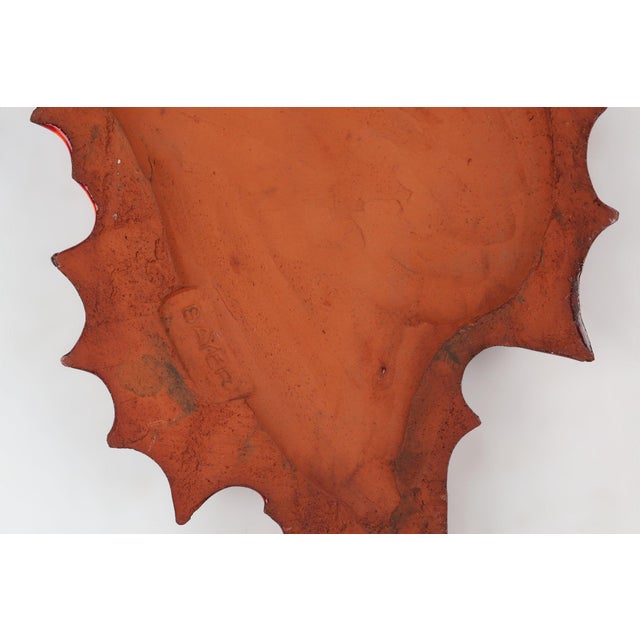 Belgian Ceramic Red Seahorse Plaque by André Bayer, 1960s For Sale - Image 9 of 11