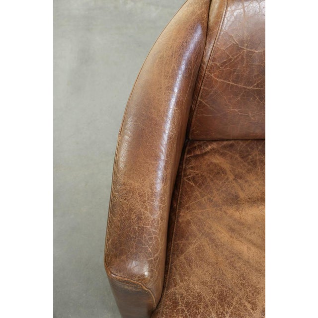 Animal Skin Cognac-Colored Cowhide Aviator Armchair For Sale - Image 7 of 13