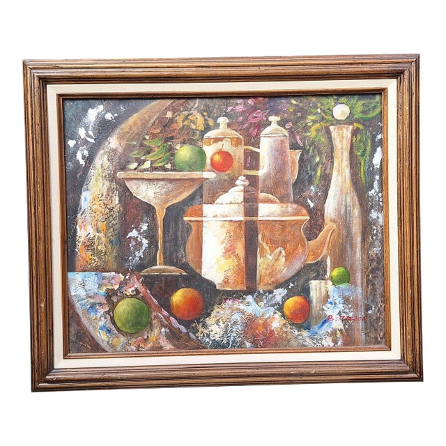 mos202629.99 Folk Art Abstract Still Life Oil Painting For Sale