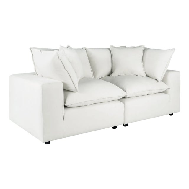 White Cali Pearl Performance Fabric Modular Loveseat For Sale - Image 8 of 8