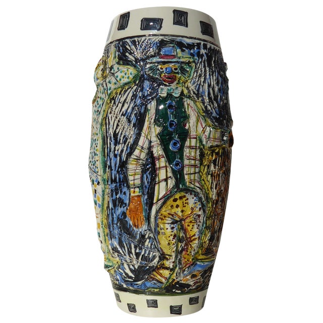 Ceramic Clowns Vase from Libertas RSM, San Marino, Italy For Sale