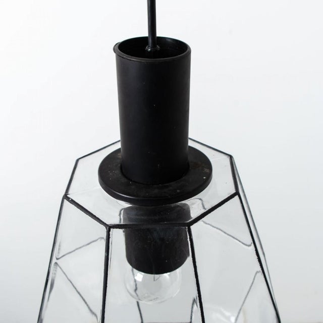 Geometric Iron and Clear Glass Hanging Light from Limburg, 1960 For Sale - Image 10 of 15