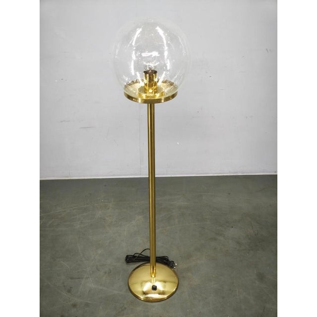 Space Age Bubble Glass and Brass Floor Lamp, Czechoslovakia, 1970s For Sale - Image 3 of 13