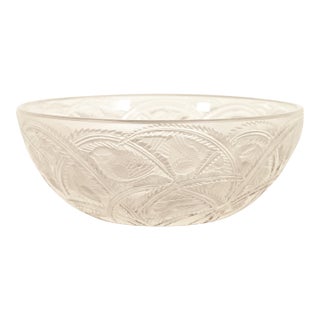 Lalique "Pinsons" Art Deco Frosted Crystal Glass Bowl For Sale