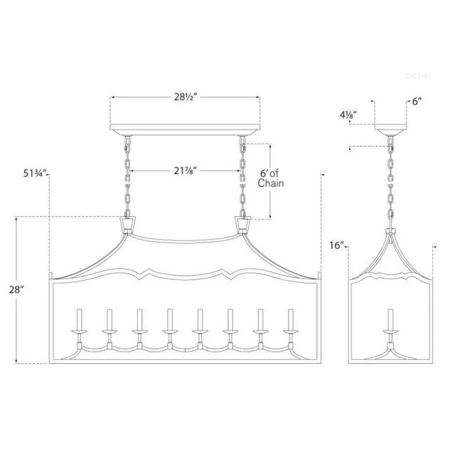 Transitional Chapman & Myers for Visual Comfort Signature Fancy Darlana Large Linear Pendant in Gilded Iron For Sale - Image 3 of 3