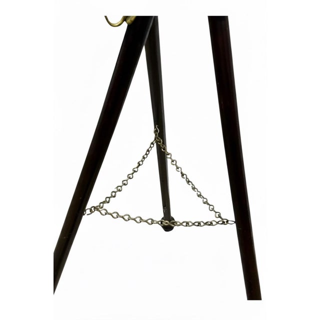 Vintage Mahogany Wood Coat & Hat Rack With Brass Hooks For Sale In Chicago - Image 6 of 10