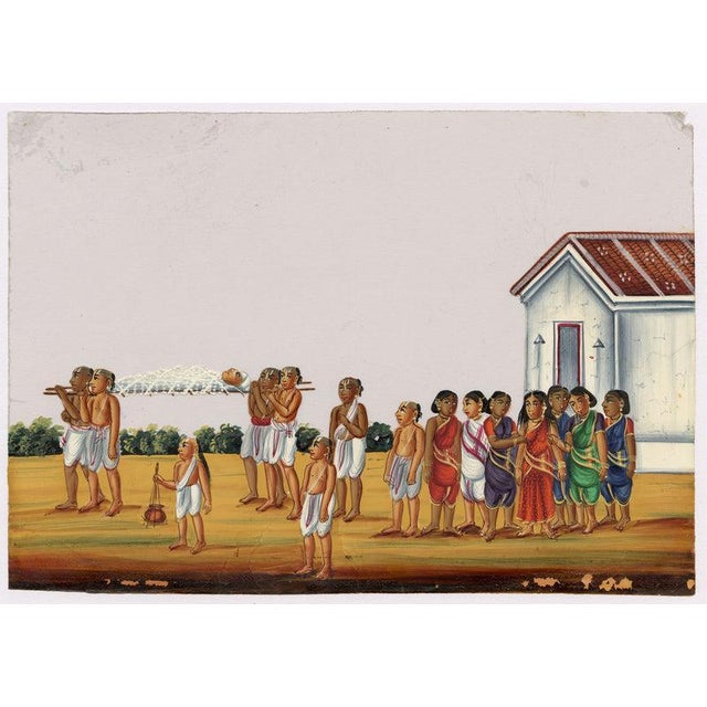 Indian Company School, Funeral of a Native, 1800s, Gouache on Paper For Sale - Image 6 of 9