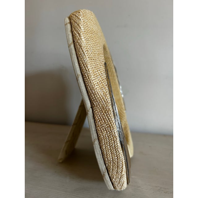 Wood Vintage Laura Biagiotti Round Sculptural Picture Frame ~ Silver and Wicker For Sale - Image 7 of 9