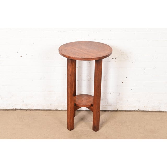 L. & J. G. Stickley Antique Mission Oak Arts & Crafts Lamp Table or Occasional Side Table For Sale - Image 10 of 10