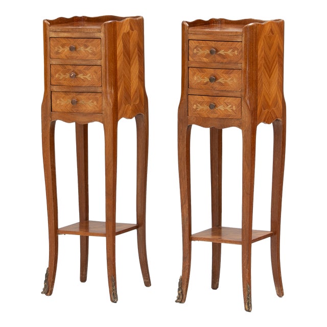Vintage Bedside Tables in Walnut, 1950s, Set of 2 For Sale