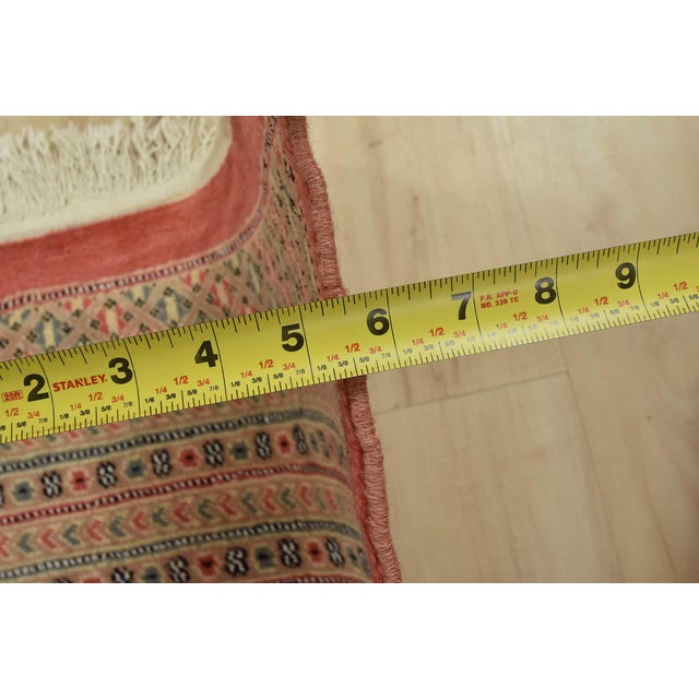 Bokhara Jaldar Rug 8’4” X 10’4” Pink Wool Tribal Hand-Knotted Oriental Carpet For Sale - Image 12 of 14