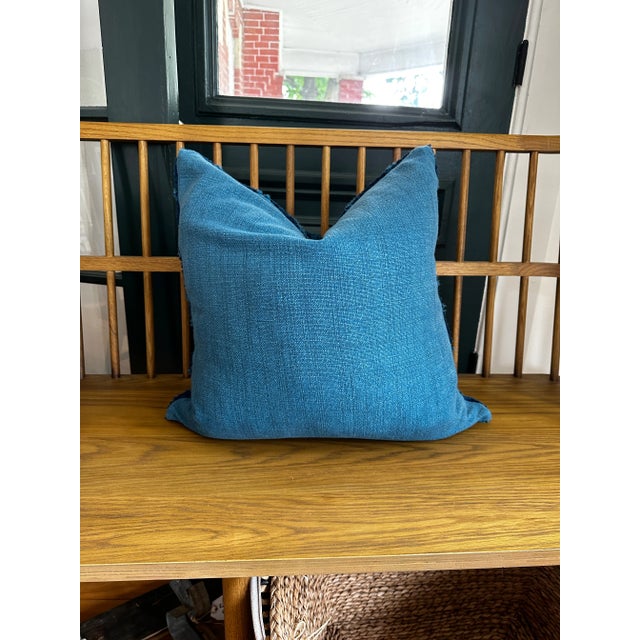 Pair of Momoa Night Blue Pillows With Feather Inserts For Sale - Image 4 of 9