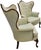French Vintage French Louis XV Style Carved Wood Wingback Bergère Chairs in Pale Green Damask – Pair For Sale - Image 3 of 12