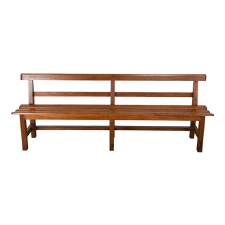 Vintage Country French Farmhouse Pine Bench For Sale