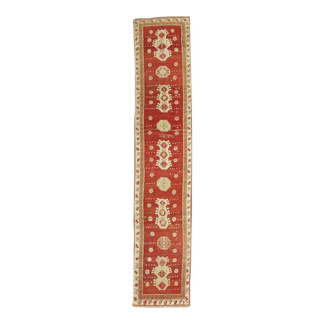 Red Antique Turkish Oushak Runner - 2'6" x 11'9" For Sale