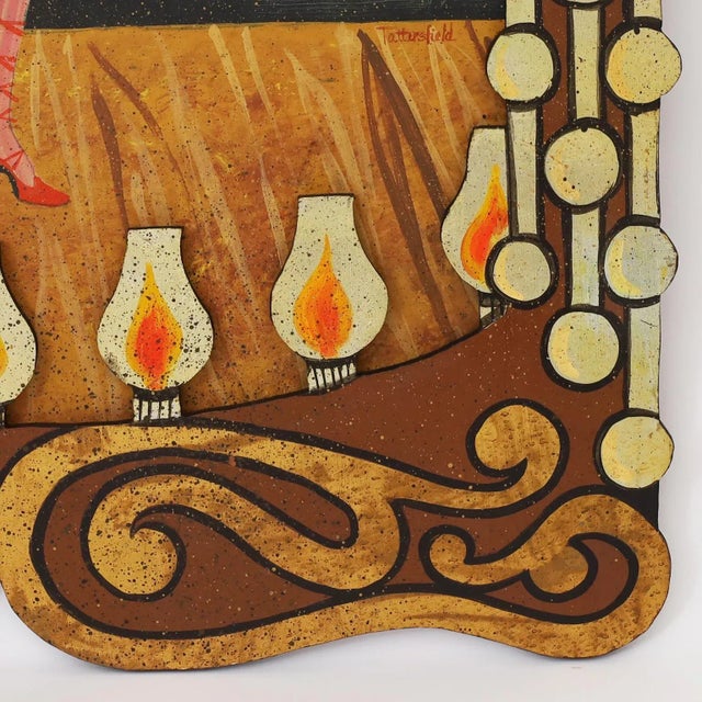 Two Acrylic Paintings on Board of a Cabaret Dancer and Poker Player For Sale In West Palm - Image 6 of 13