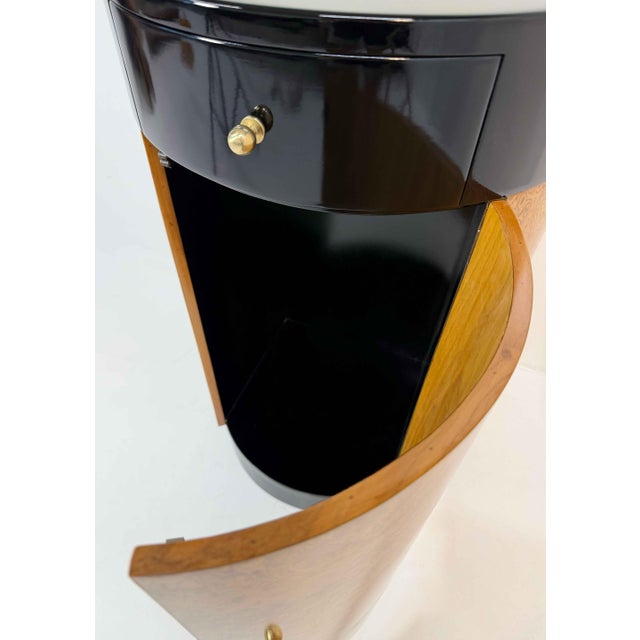 Italian Cylindrical Cabinet in Reconstituted Wood Veneer, 1980s For Sale - Image 12 of 13