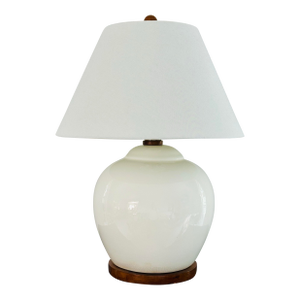 Lauren Ralph Lauren Home Plump and Big White Ginger Jar Lamp With Linen Shade.