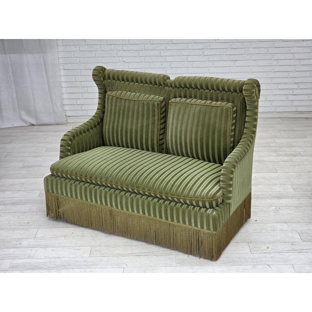 Vintage Danish Two-Seater Sofa in Green Furniture Velour, 1950s For Sale - Image 17 of 18