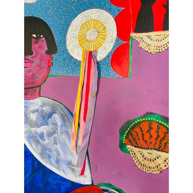 1980s Monumental Mixed Media Painting by Mexican Artist Jesus Tellosa, Signed & Dated For Sale - Image 5 of 18