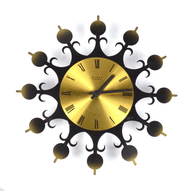1970s Mid-Century Modern Hanging Clock, Sun Type, Weimar, Germany For Sale - Image 12 of 12