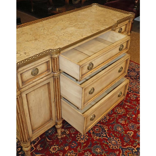 Cream Cream Gustavian Style Marble Top Dresser Commode Chest Attributed to John Richard For Sale - Image 8 of 14