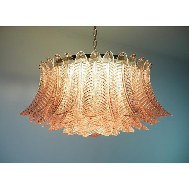 Glass Large Murano Glass Chandelier with 100 Pink Felci Glasses, 1990s For Sale - Image 7 of 17