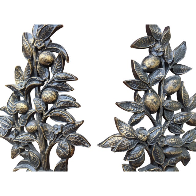 Vintage Citrus Lemon Tree Topiary Sculptural Wall Art- A Pair For Sale - Image 9 of 14