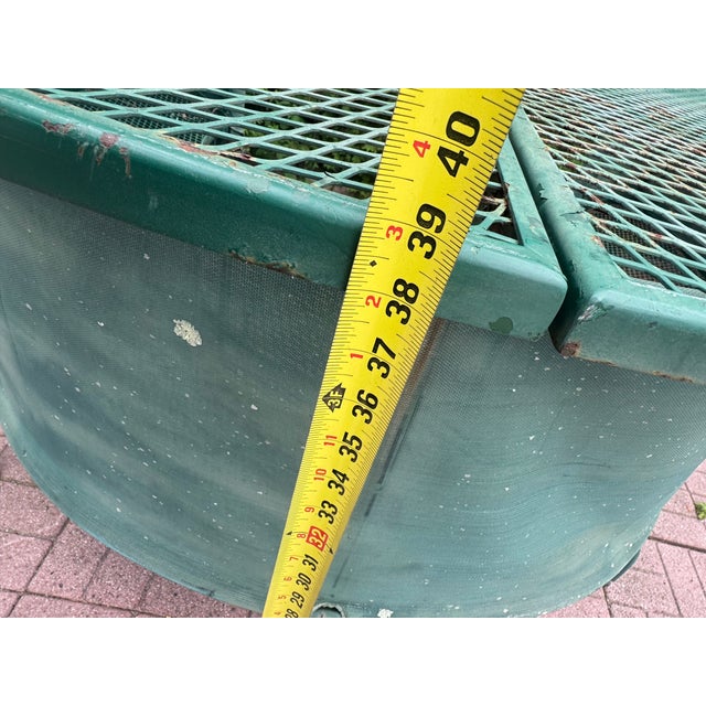 Vintage Green Metal Mesh Outdoor Patio Table For Sale - Image 9 of 9