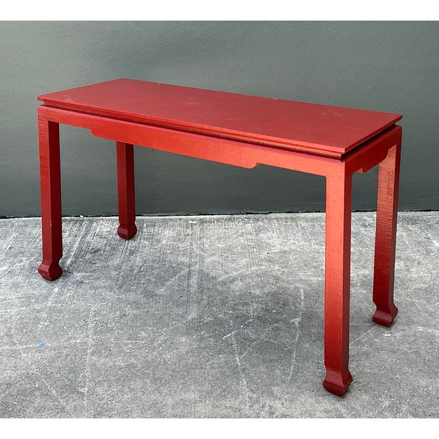Vintage Grasscloth Ming Console Table For Sale - Image 11 of 12