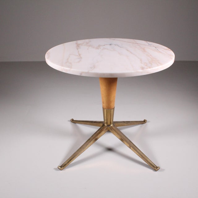 Metal Coffee Table in Wood and Brass, 1950 For Sale - Image 7 of 8