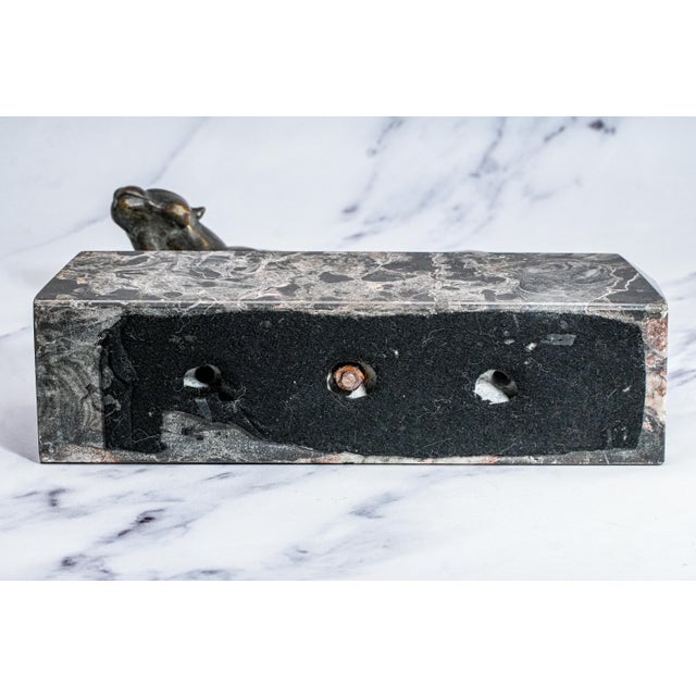 Commanding Art Deco Style Antique Bronze Panther Statue Sculpture Marble Base Luxury Home Decor For Sale - Image 18 of 18