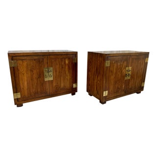 Pair of Modernist Campaign Chest for Henredon For Sale