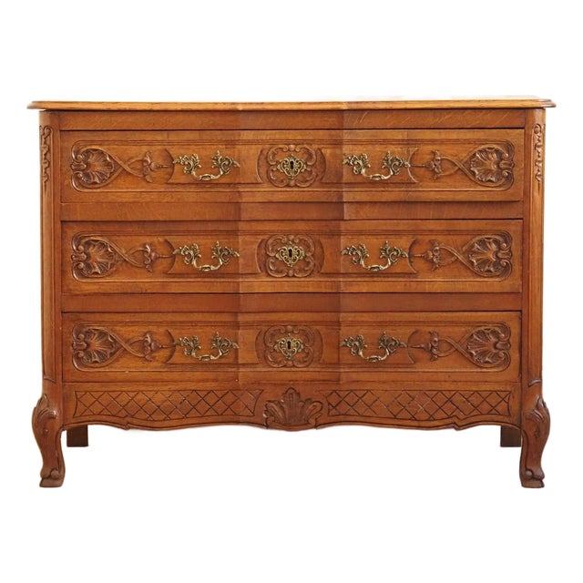 Antique French Chest of Drawers in Oak, 1880s For Sale