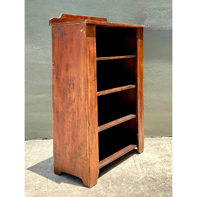 Vintage Rustic Handcrafted Wood Shelving Unit For Sale - Image 4 of 16