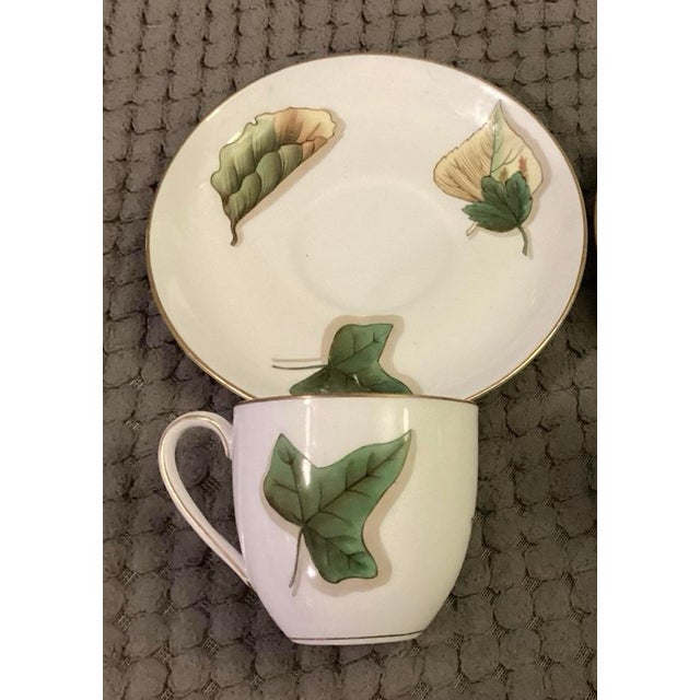 Antique 19th Century Wedgwood China Porcelain Hand Painted Tea Cup & Saucer in the Shadow Leaf Pattern For Sale - Image 18 of 18