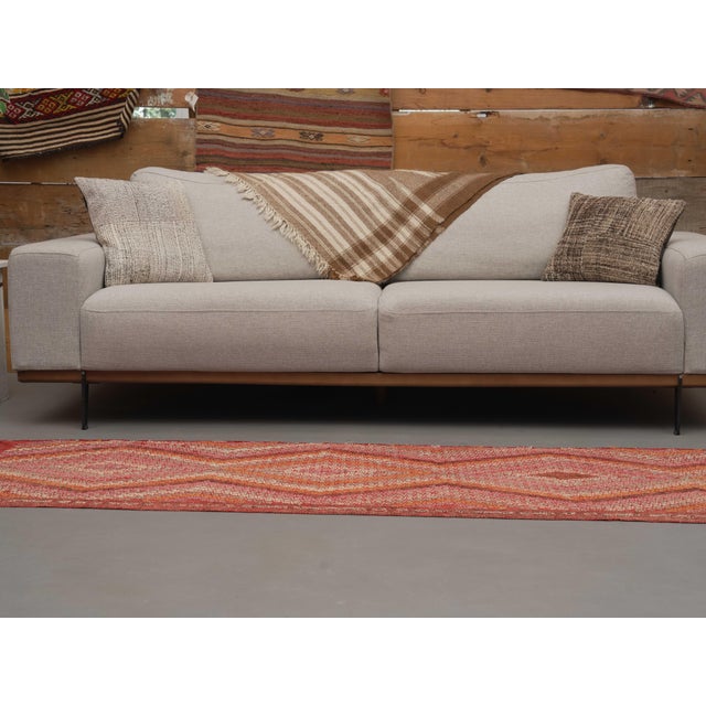 1970s Vintage Handmade Wool Cotton Red Area Rug For Sale - Image 10 of 11