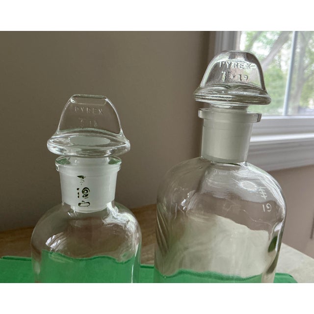 Vintage Pyrex Borosilicate Glass Apothecary Bottles With Stoppers - Pair For Sale - Image 14 of 14