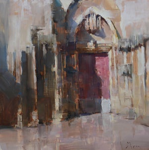 Bansilica nuestra senora de los milagros by Jacob Dhein | Oil on panel Abstract architectural scene.