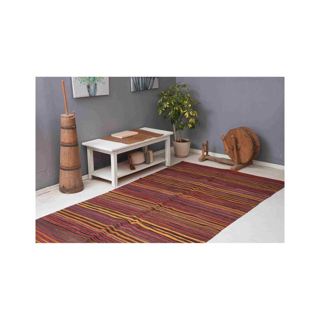 Vintage Striped Area Kilim Rug - 5`3" X 13`5" For Sale In Los Angeles - Image 6 of 6