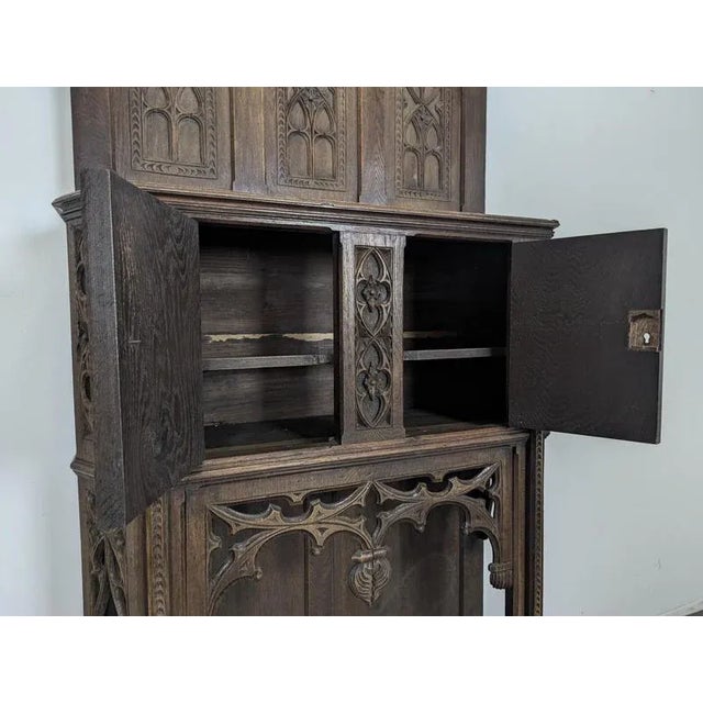 Neo-Gothic Style Credenza in Oak For Sale - Image 6 of 12