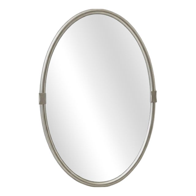 Oval Wall Mirror with Aluminum Frame, 1970s For Sale