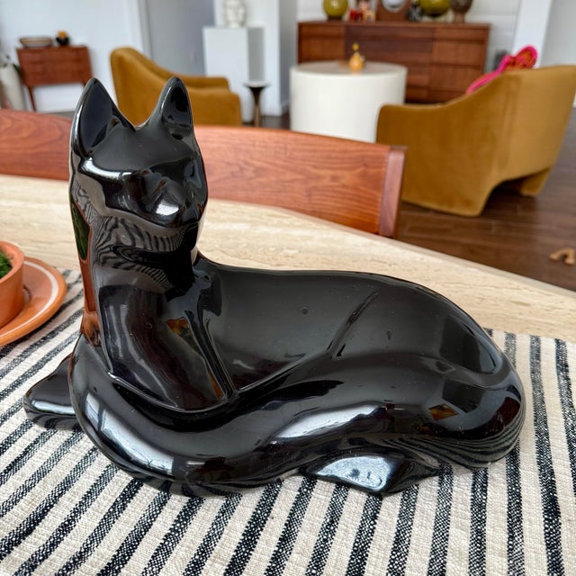 Mid-Century Modern Vintage Modern Haeger Ceramic Black Cat Art Sculpture Mid Century MCM For Sale - Image 3 of 9