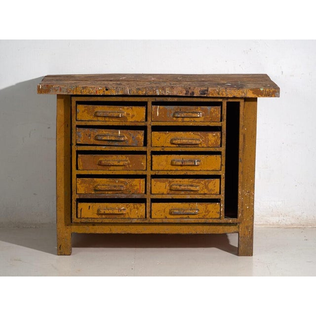 Wood Industrial Chest of Drawers in Pine and Iron, Central Europe, 1950 For Sale - Image 7 of 13
