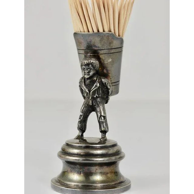 Art Nouveau Silver Toothpick Holder Displaying a Boy at Grape Harvest, 1920s For Sale - Image 6 of 11