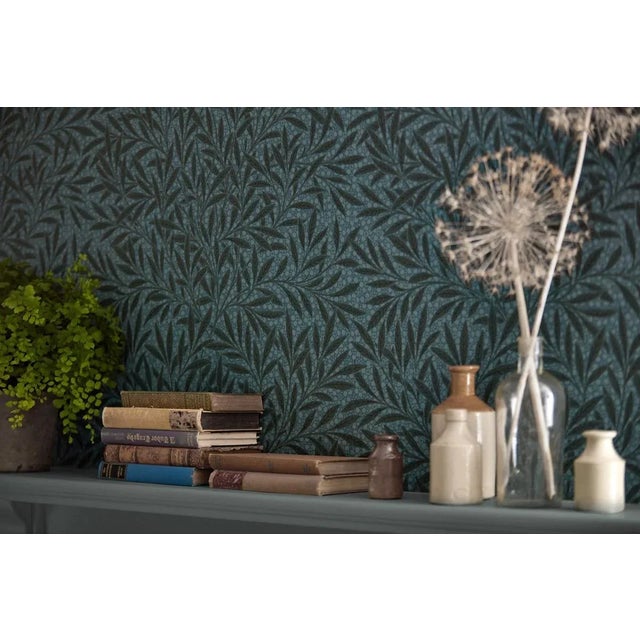 English Morris & Co Emerys Willow Wallpaper in Emery Blue For Sale - Image 3 of 4