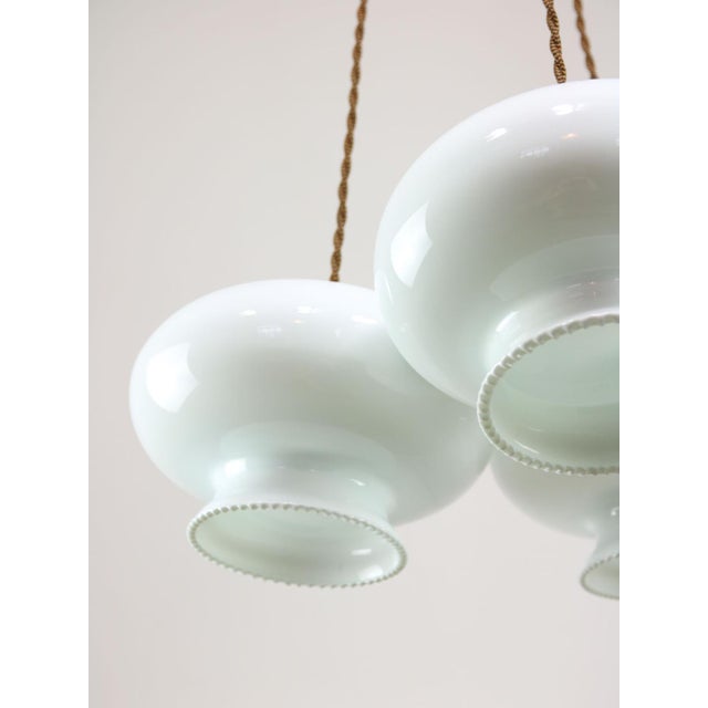Mid-Century Italian Opaline Glass and Brass Pendant Lamp, Set of 3 For Sale - Image 13 of 18