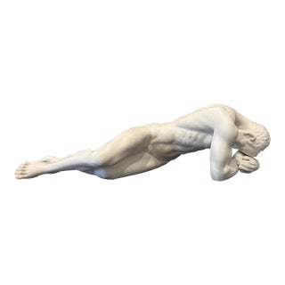 Elegant Porcelain Reclining Male Figure by Unicorn Studio – 13" X 7" For Sale
