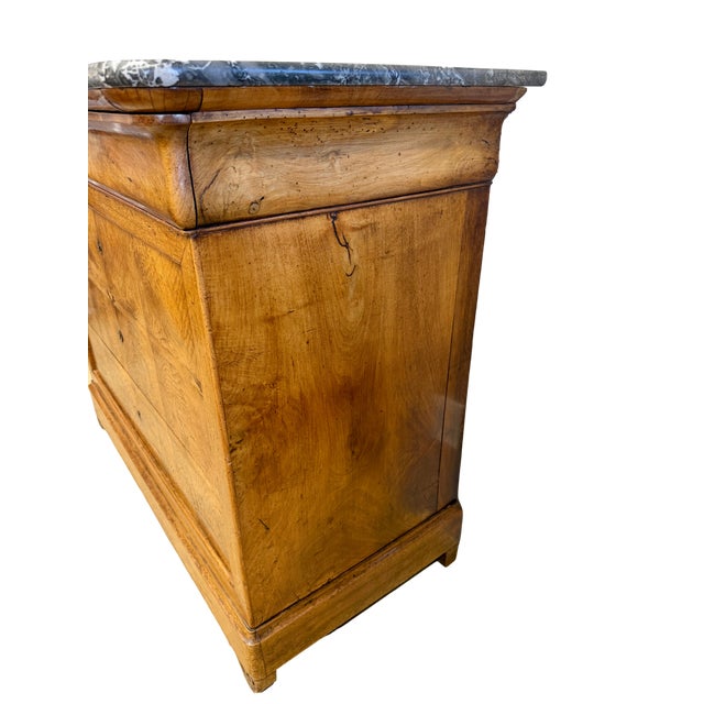 Brown French Louis Philippe Chest or Commode Burl Walnut W/Marble Top For Sale - Image 8 of 11
