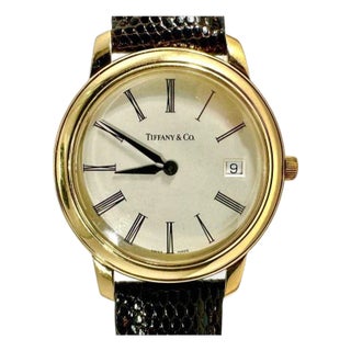 Late 20th Century 18k Yellow Gold Gents Tiffany & Co. Quartz Movement Wrist Watch For Sale